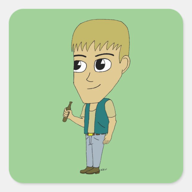 Pegatina Cuadrada chibi (Anverso)