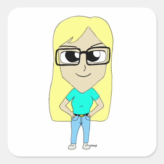 Pegatina Cuadrada chibi (Anverso)