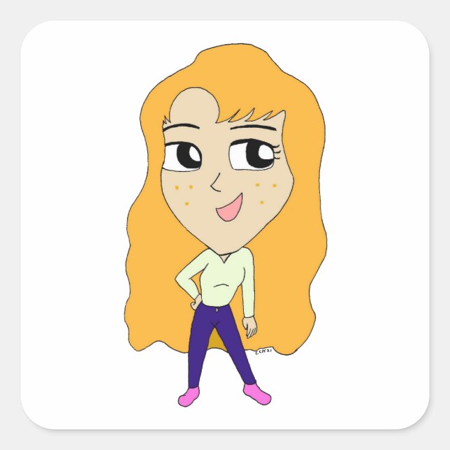 Pegatina Cuadrada chibi (Anverso)