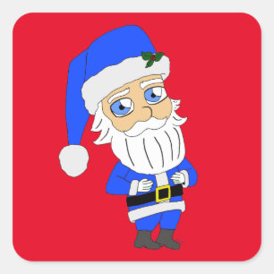 Pegatina Cuadrada Chibi Blue Suit Santa