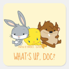 Pegatina Cuadrada Chibi BUGS BUNNY™, TWEETET™ y TAZ™