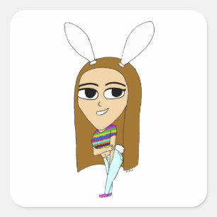 Pegatina Cuadrada chibi bunnygirl