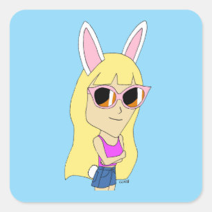 Pegatina Cuadrada chibi bunnygirl