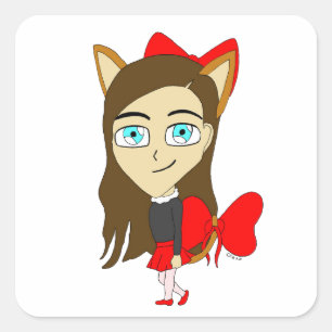 Pegatina Cuadrada chibi catgirl