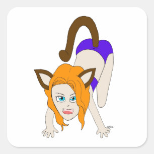 Pegatina Cuadrada chibi catgirl