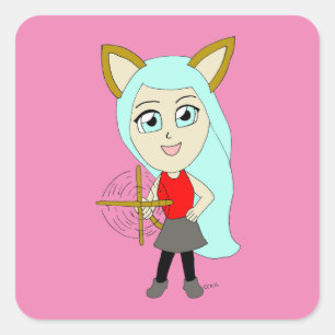 Pegatina Cuadrada chibi catgirl