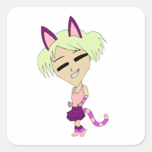 Pegatina Cuadrada chibi catgirl