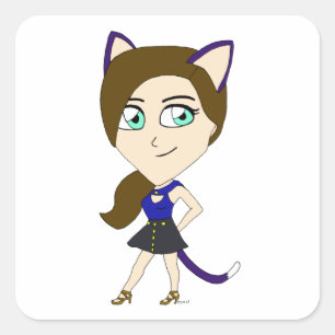 Pegatina Cuadrada chibi catgirl