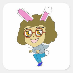 Pegatina Cuadrada chibi conejita