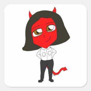 Pegatina Cuadrada chibi devil chica