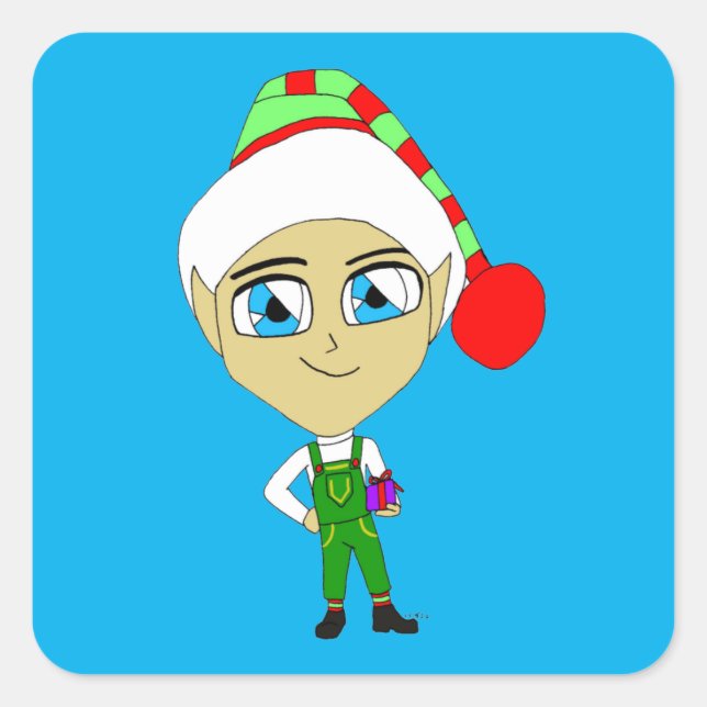 Pegatina Cuadrada chibi elf (Anverso)
