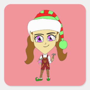 Pegatina Cuadrada chibi elf