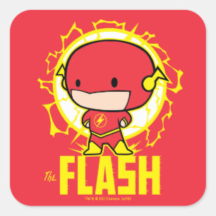 Pegatina Cuadrada Chibi Flash Con Electricidad