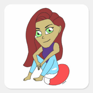 Pegatina Cuadrada chibi foxy chica