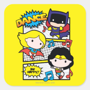 Pegatina Cuadrada Chibi Heroes Dancing