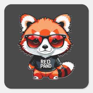 Pegatina Cuadrada Chibi Red Panda Cub