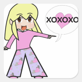 Pegatina Cuadrada Chibi Valentine