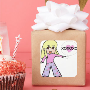 Pegatina Cuadrada Chibi Valentine