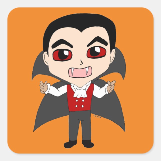Pegatina Cuadrada chibi vampire (Anverso)