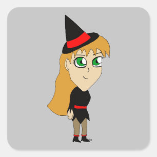 Pegatina Cuadrada chibi witch