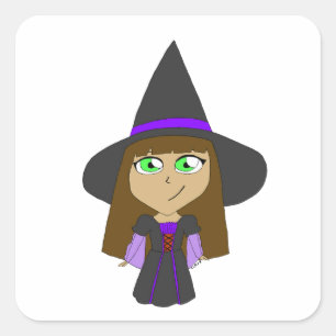 Pegatina Cuadrada chibi witch