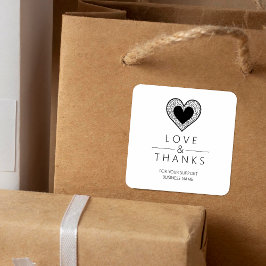 Pegatina Cuadrada Chic Black Heart Lace Effect Love & Thanks Support