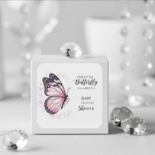 Pegatina Cuadrada Chic Butterfly Baby Girl Shower Stickers 