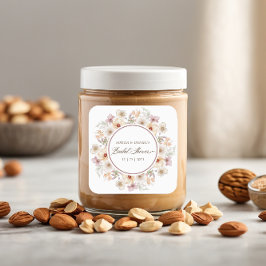 Pegatina Cuadrada Chic Despedida de Soltera Acuarela Floral