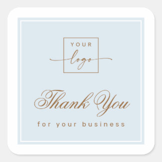 Pegatina Cuadrada Chic light dusty blue custom logo thank you