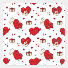 Pegatina Cuadrada Chic Love-Themed Valentine’s Day Gift Red Heart