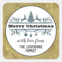 Chic Negro Blanco Gris Feliz Navidad Brillante Dor