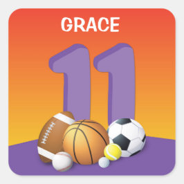 Pegatina Cuadrada Chica 11.ª Bolas Deportivas