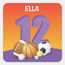 Pegatina Cuadrada Chica 12.º Balls Deportiva