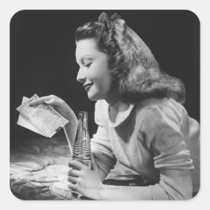 Pegatina Cuadrada Chica adolescente