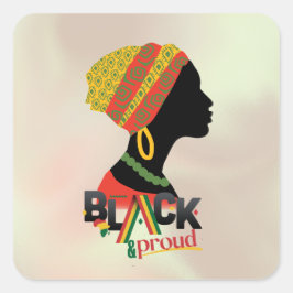 Pegatina Cuadrada Chica afroamericano negro y orgulloso