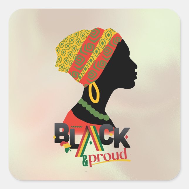 Pegatina Cuadrada Chica afroamericano negro y orgulloso (Anverso)