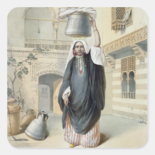 Pegatina Cuadrada Chica árabe joven que vuelve del Hammam en El