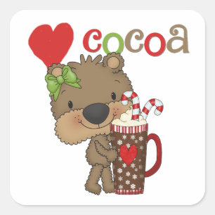 Pegatina Cuadrada Chica Bear Cocoa Love