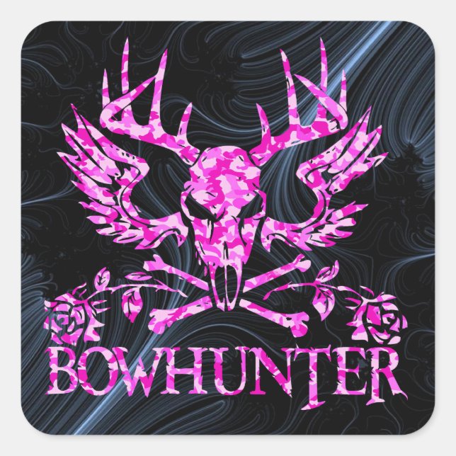 PEGATINA CUADRADA CHICA BOWHUNTER (Anverso)