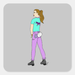 Pegatina Cuadrada chica con cola de conejo