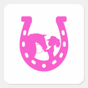 Pegatina Cuadrada Chica con herradura y Gorra occidental herradura r