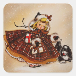 Pegatina Cuadrada Chica con Navidades