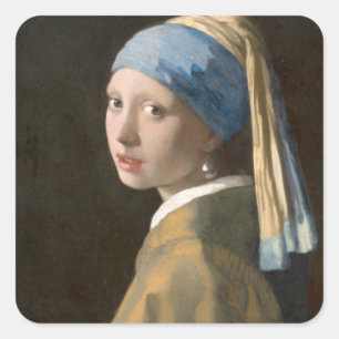 Pegatina Cuadrada Chica con Pearl Earring