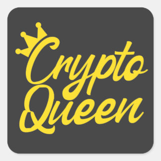 Pegatina Cuadrada Chica Crypto Queen Bitcoin