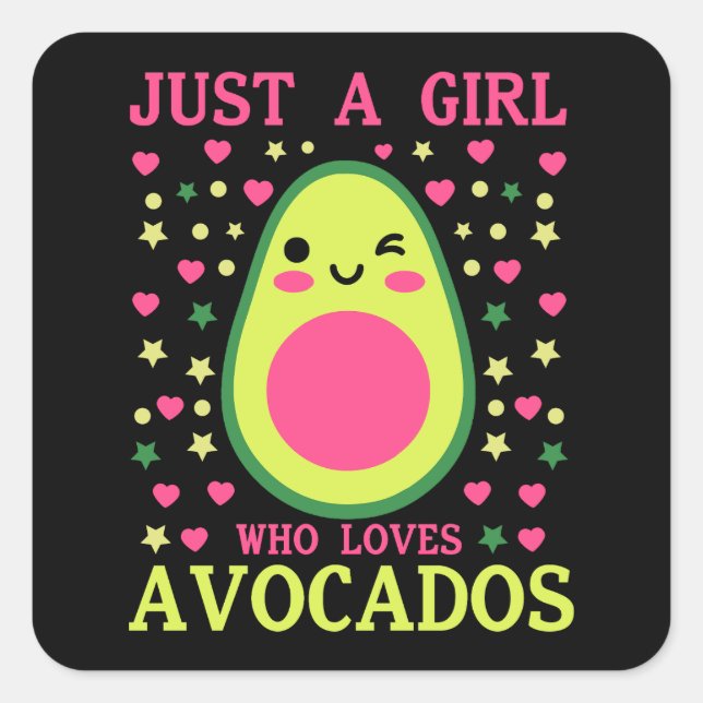 Pegatina Cuadrada Chica Cute Aguacate (Anverso)