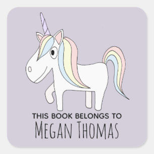 Pegatina Cuadrada Chica Cute Este Libro Pertenece A Magical Unicorni