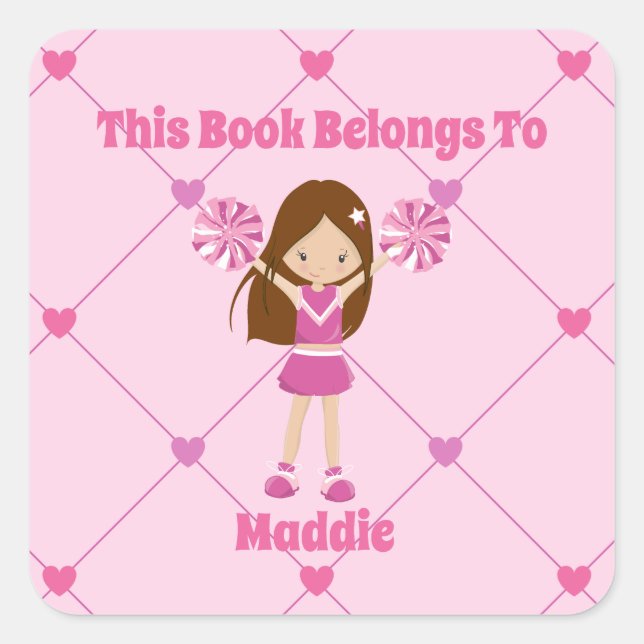 Pegatina Cuadrada Chica  Cute Personalizado Este Libro Pertenece A (Anverso)