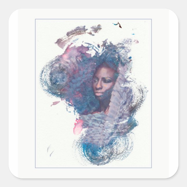 Pegatina Cuadrada Chica de África (Anverso)