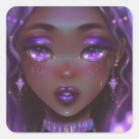Chica de anime morado suave