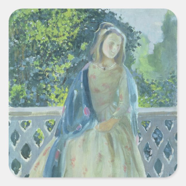 Pegatina Cuadrada Chica de Balcony, 1900 (Anverso)